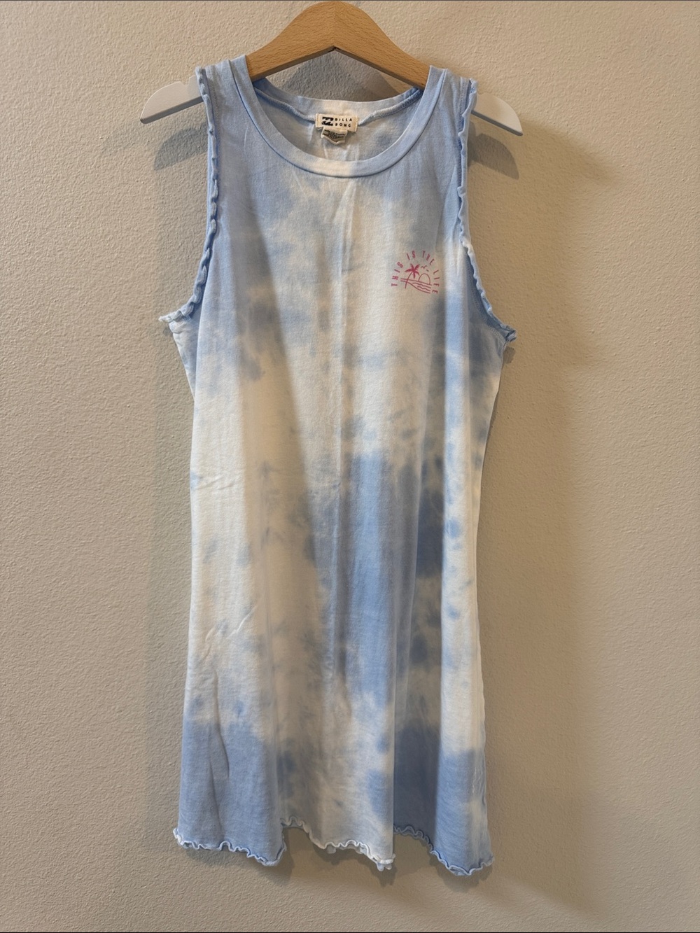 EUC Size Small/8 Girls Billabong Light Blue & White Tie-Dye Tank Dress!